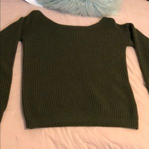 Off The Shoulder Olive Green Sweater